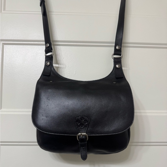 NWOT Patricia Nash Black leather crossbody bag with suede interior - Picture 1 of 7